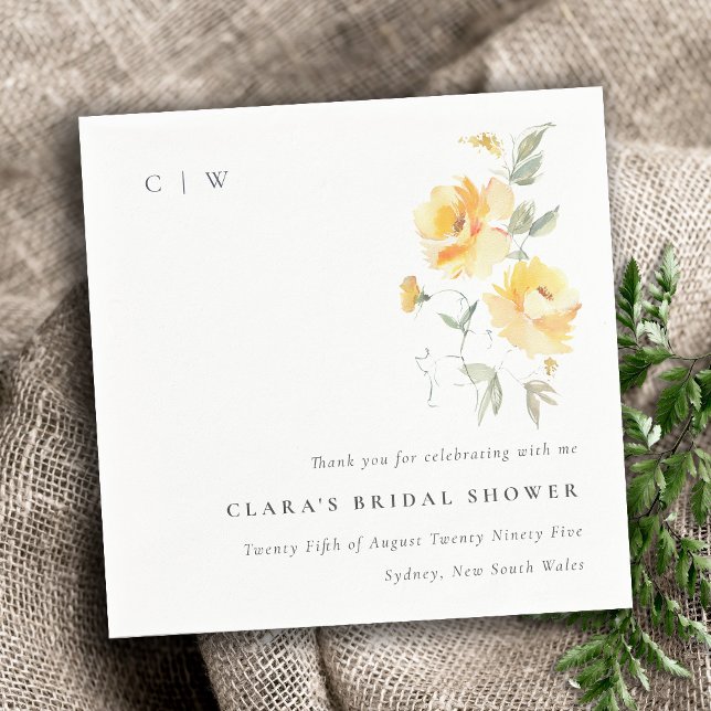 Guardanapo De Papel Rosa Flor de Aquarela Verde Amarela Chuveiro Nupci (Criador carregado)