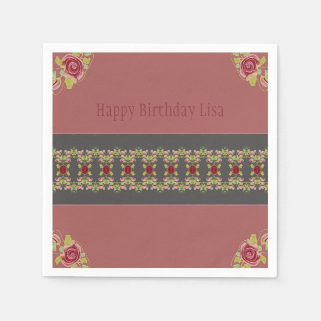 Guardanapo De Papel Rosa Floral (Frente)