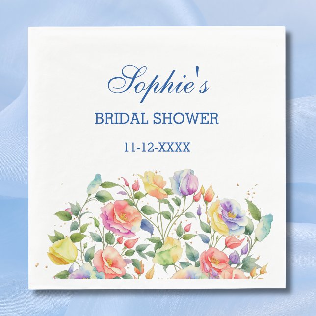 Guardanapo De Papel Rosa Floral Rosa Moderno Brilhante Chá de panela (Criador carregado)