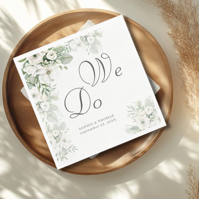 Guardanapo De Papel Rosa floral verde poeirento nós fazemos casamento  (Criador carregado)