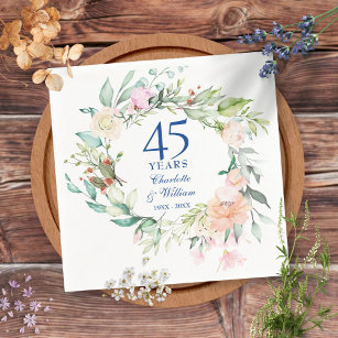 Guardanapo De Papel Rosa Garland Floral 45º aniversário da Casada 65º
