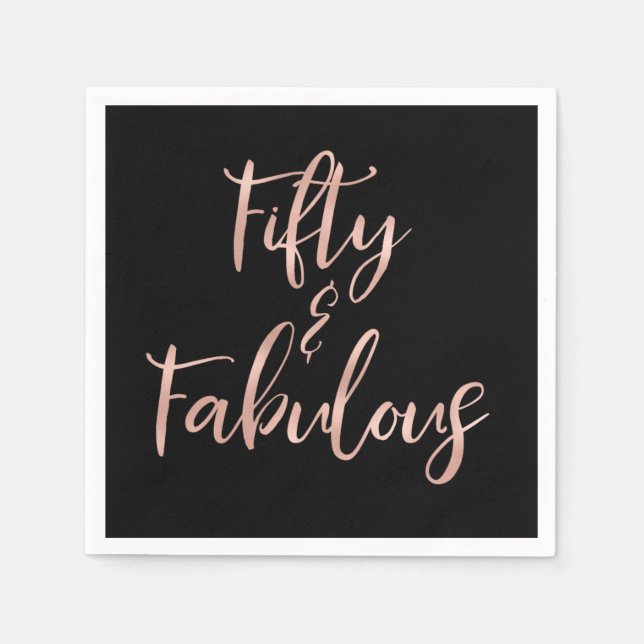 Guardanapo De Papel Rosa Gold Foil 50 e Fabuloso (Frente)