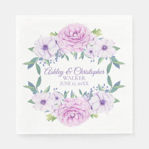 Guardanapo De Papel Rosa Lilás Lavanda Floral Branco Casamento Persona
