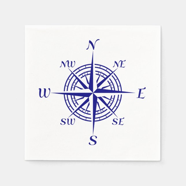 Guardanapo De Papel Rosa marinho  Blue Coaster Compass (Frente)