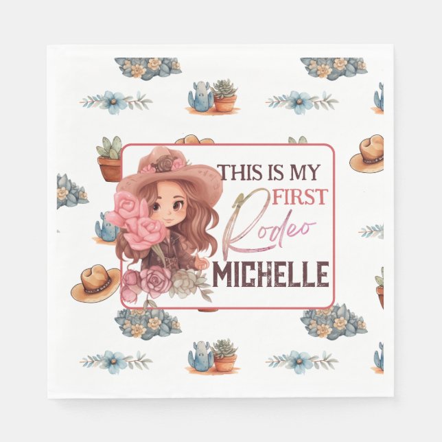 Guardanapo De Papel Rosa Minha Primeira Placa de Papel de Festa de ani (Frente)