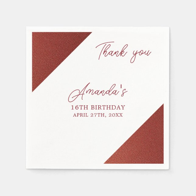 Guardanapo De Papel Rosa moderno Dourado de Cobre Glitter Doce 16 Aniv (Frente)