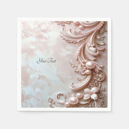 Guardanapo De Papel Rosa Ornate Pérola e Floral