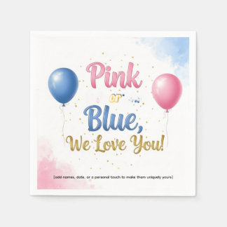 Guardanapo De Papel ✨ rosa ou azul, nós te amamos | Gênero Reveal Napk