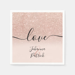 Guardanapo De Papel Rosa ouro moderno reluzente blush pink amor casame