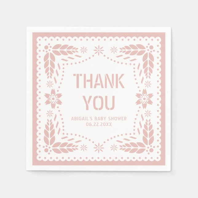 Guardanapo De Papel Rosa papel picado Obrigado Chá Garota (Frente)