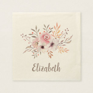 Guardanapo De Papel Rosa Pastel, buquê floral do rosa - personalizado