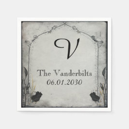 Guardanapo De Papel Rosa preto gótico Trellis Monograma Casamento