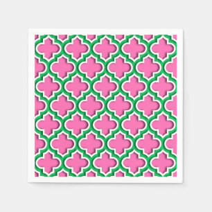 Guardanapo De Papel Rosa quente #2, esmeralda, marroquino branco