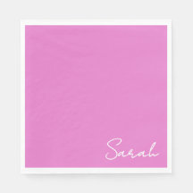 guardanapo de papel rosa quente com nome