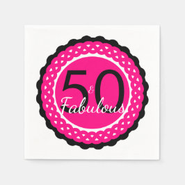 Guardanapo De Papel Rosa quente e preto 50 e Festa de aniversário fabu