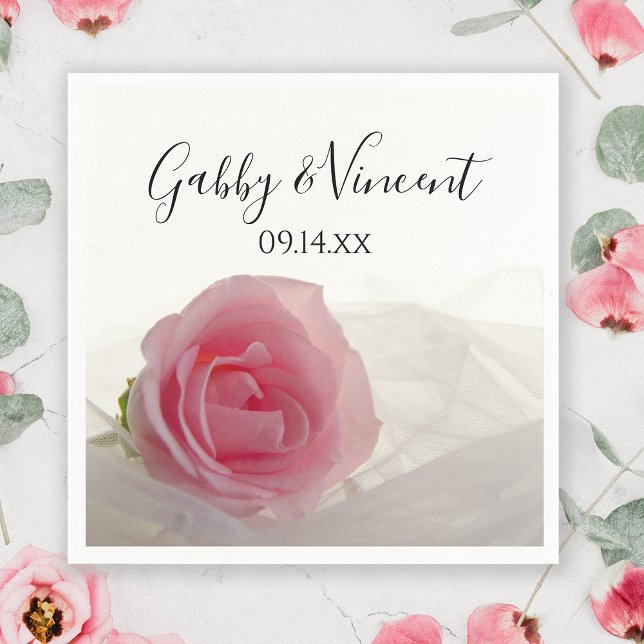 Guardanapo De Papel Rosa Rosa Rosa Rosa Rosa no Casamento Branco (Criador carregado)