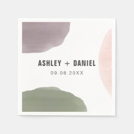 Guardanapo De Papel Rosa, Sage, & Grape Modern Circles Casamento