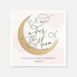 Guardanapo De Papel Rosa sobre o Chá de fraldas da Lua