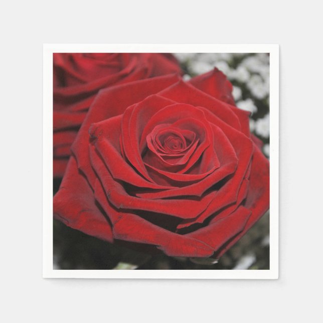 Guardanapo De Papel Rosa vermelha bonita (Frente)