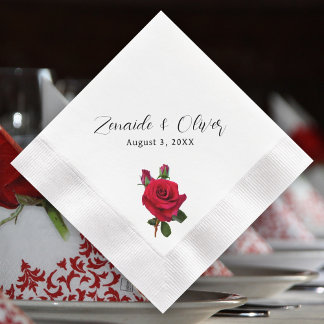 Guardanapo De Papel Rosa vermelha Casamento Personalizado Napkins