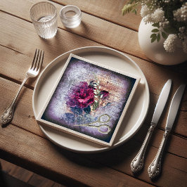 Guardanapo De Papel Rosa vermelha de dissociação da efemera floral