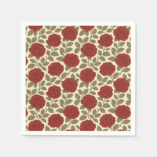 Guardanapo De Papel Rosa Vermelha Vintage Floral Botânica Cottagecore