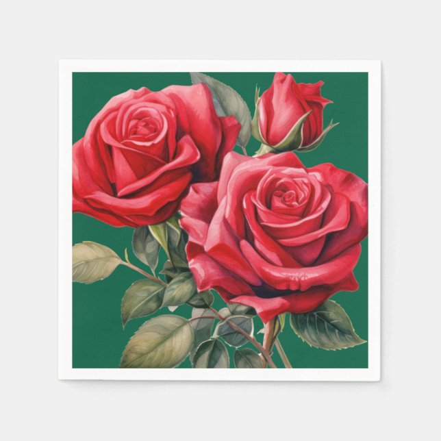 Guardanapo De Papel Rosa vermelha Wedding (Frente)