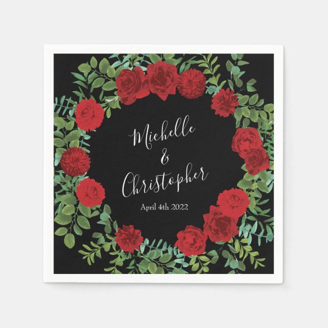 Guardanapo De Papel Rosa vermelha Wedding (Frente)