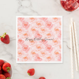 Guardanapo De Papel Rosas Aquarela Rosa Bege Bonito Aniversário