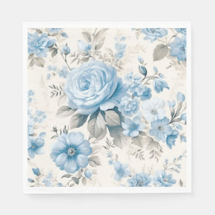 Guardanapo De Papel Rosas Azuis de Pastel Leve Artística