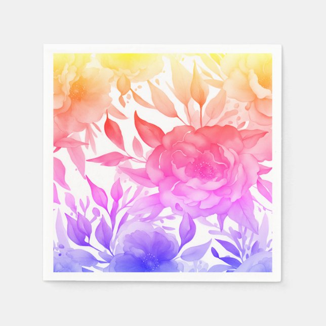 Guardanapo De Papel Rosas Azuis Sangue de Aquarelas Rúplas (Frente)