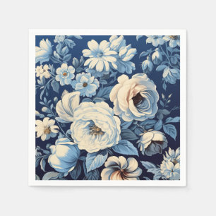 Guardanapo De Papel Rosas Brancas no Fundo Azul Indigo