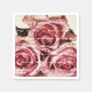 Guardanapo De Papel Rosas cor-de-rosa do vintage