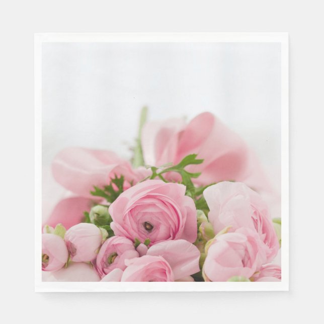 Guardanapo De Papel Rosas Cor-de-Rosa para Casamento (Frente)