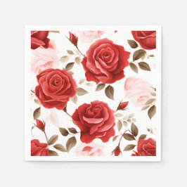 Guardanapo De Papel Rosas de Aquarela Elegante