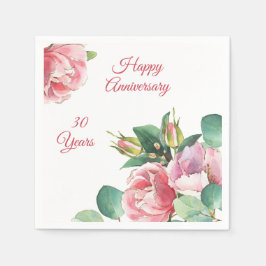 Guardanapo De Papel Rosas de aquarela rosa e papel foliar Nápoles