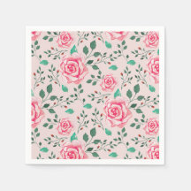 Rosas de aquarela rosa e verde | Cor-de-rosa