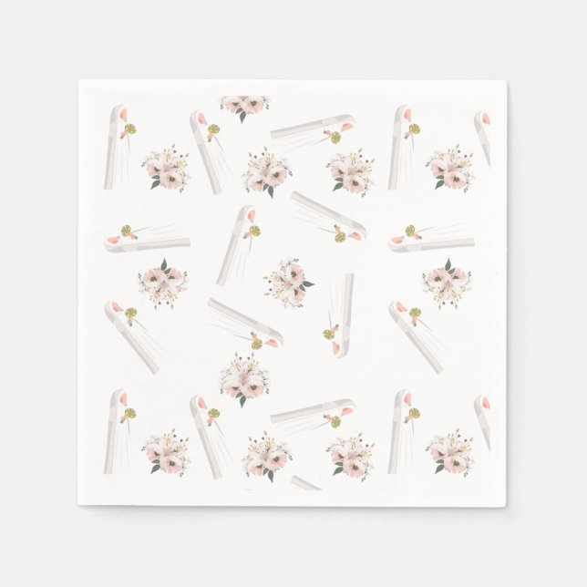 Guardanapo De Papel Rosas de Casamento Muçulmano e Papel de Noiva (Frente)