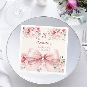 Guardanapo De Papel Rosas de flores de arco cor-de-rosa de aniversário