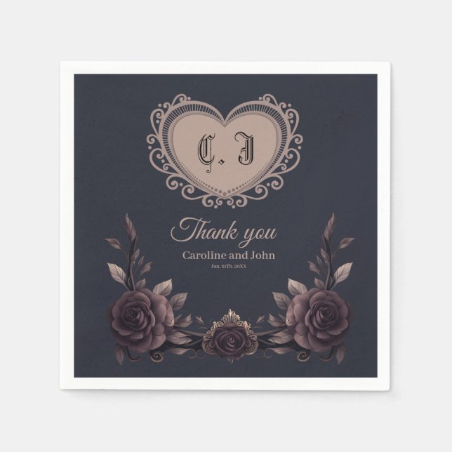 Guardanapo De Papel Rosas de safra romântica. (Frente)