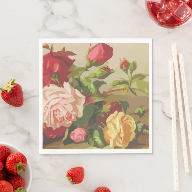 Guardanapo De Papel Rosas de Tendência de Aquarela Rosa Floral (Insitu)