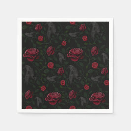 Guardanapo De Papel Rosas e crânios