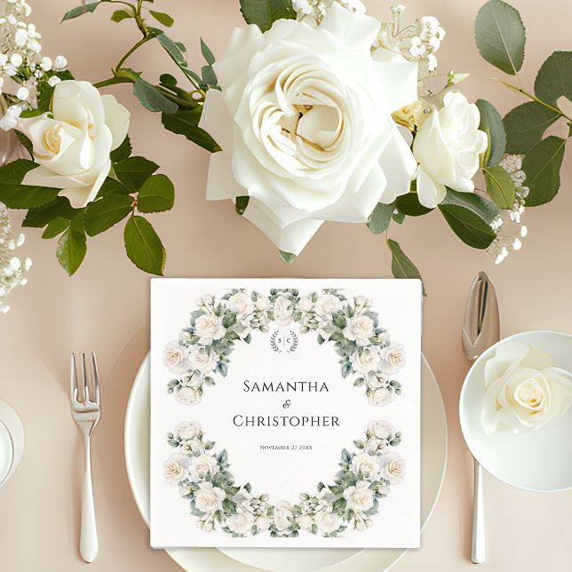 Guardanapo De Papel Rosas e Romance Floral Casamento  (Criador carregado)