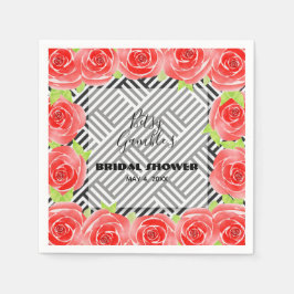 Guardanapo De Papel Rosas em Preto e Bandeiras Brancas Nápoles