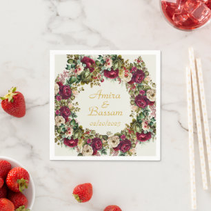 Guardanapo De Papel Rosas Florais Elegante Casamento Islâmico
