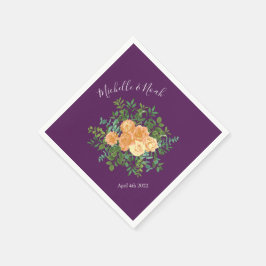 Guardanapo De Papel Rosas Florais Peach Purple Wedding