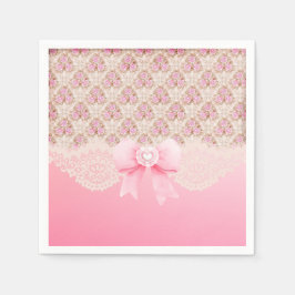 Guardanapo De Papel Rosas Florais, Rosa, Vintage, Fita E Lace