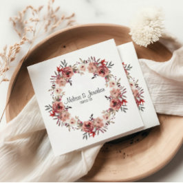Guardanapo De Papel Rosas Florais Vermelho Rosado Casamento Romântico