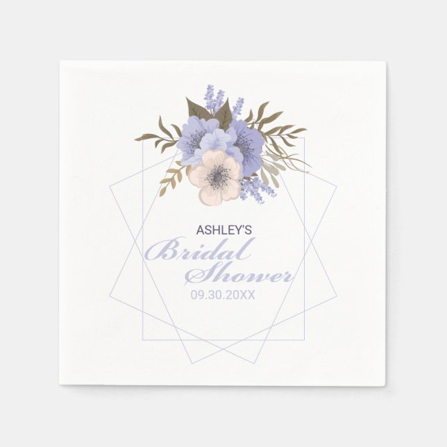 Guardanapo De Papel Rosas Geométricos Violet Peach Pastel Personalizad (Frente)