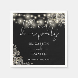 Guardanapo De Papel Rosas Negras E Brancas Cordas Luzes Gótica Casamen